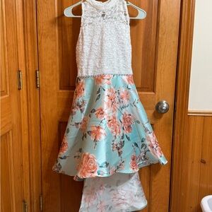 Speechless White and Blue Floral Kids Dress
